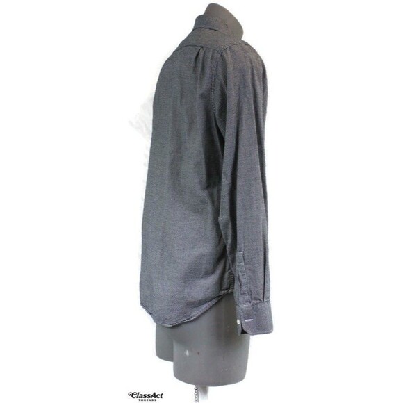 BONOBOS Shirt Long Sleeve Button Up Gray Houndstooth Slim Fit Sz L - Picture 4 of 7